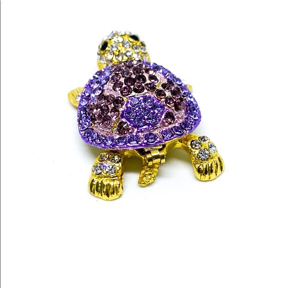 Lavender Rhinestone Crystal Turtle Trinket Dish - Picture 5 of 10